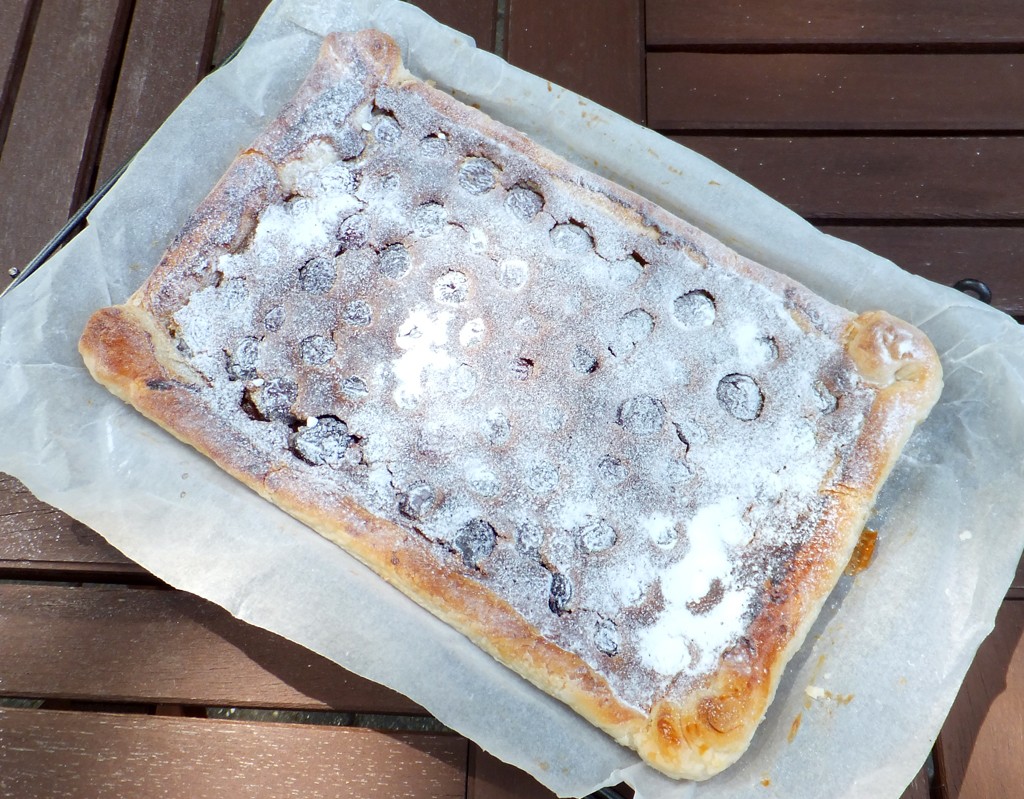 Cherry and frangipane puff pastry tart