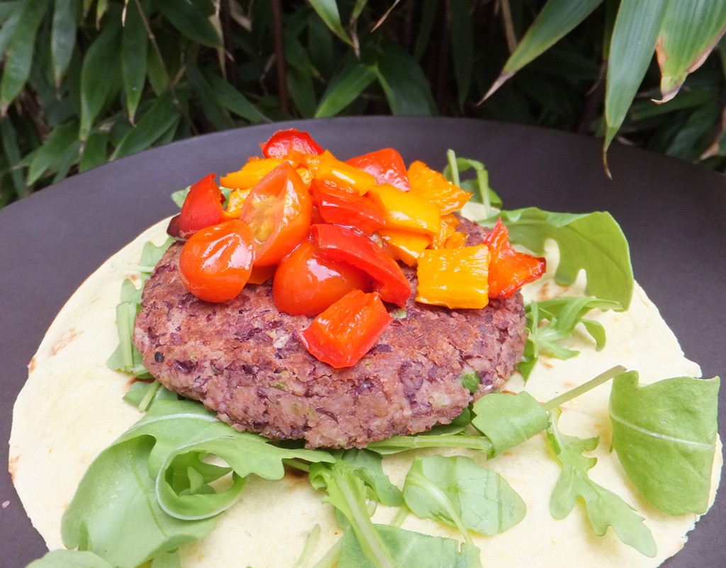 Mexican-style bean burger with salsa