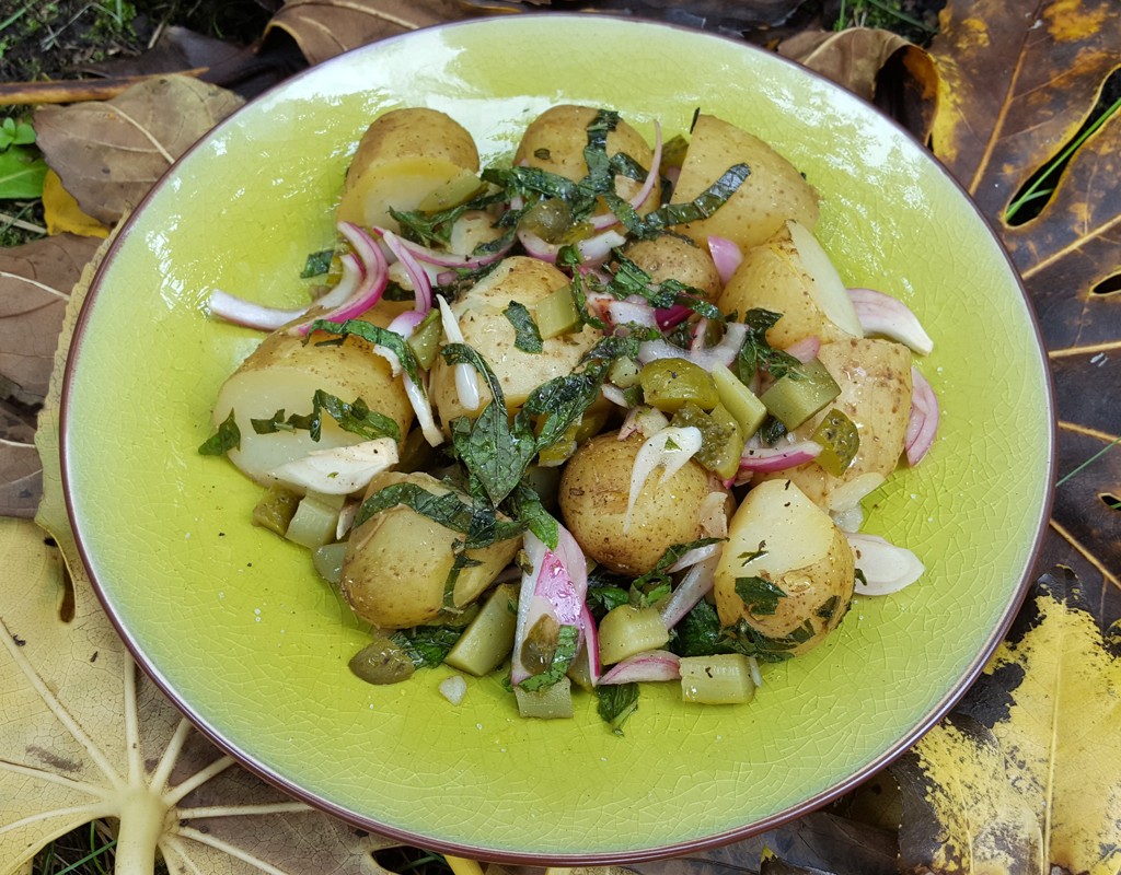 Minty potato salad with gherkins