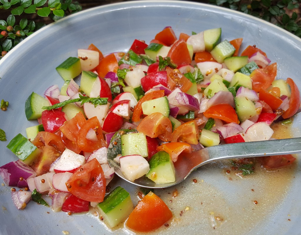 Radish, cucumber and tomato salsa