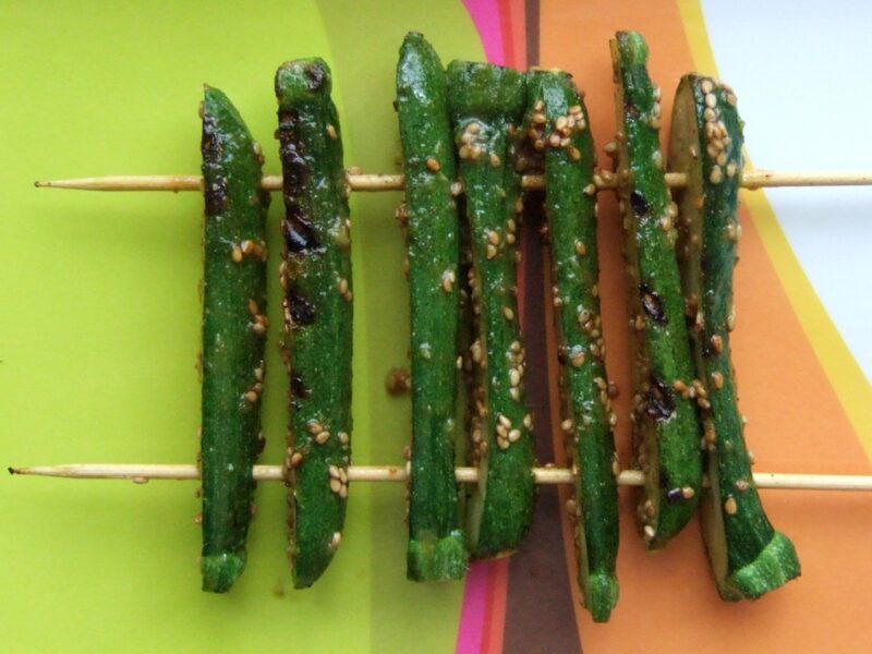 Sesame grilled baby courgette