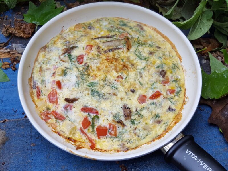 Smoked mackerel omelette