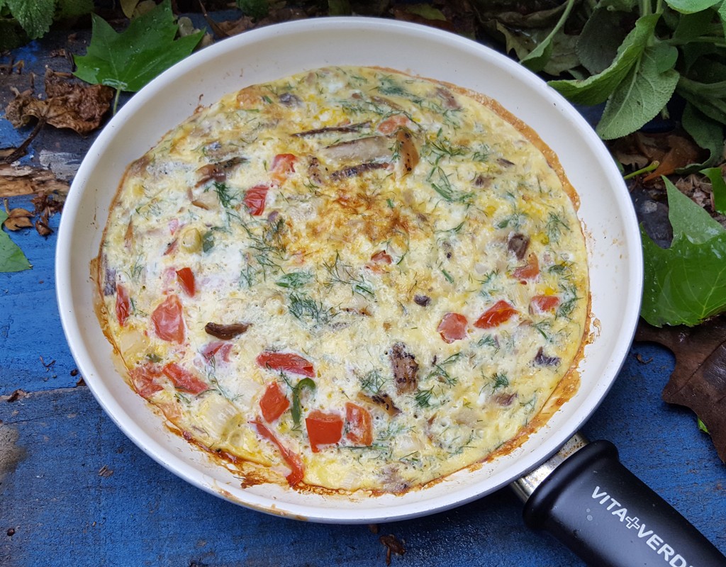 Smoked mackerel omelette