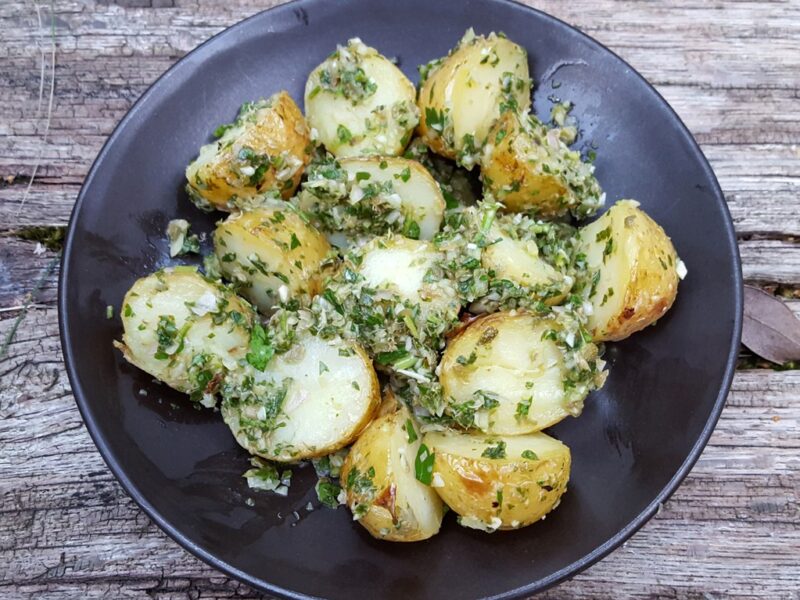 BBQ potato salad with herbs& capers sauce