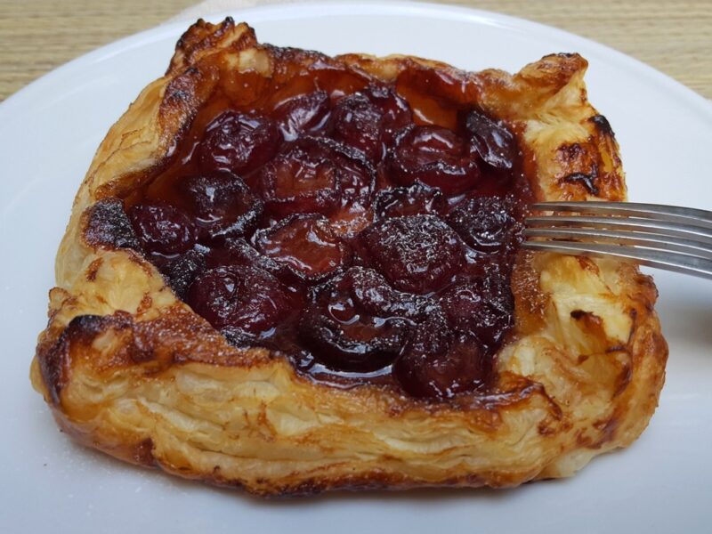 Cherry puff pastry tart