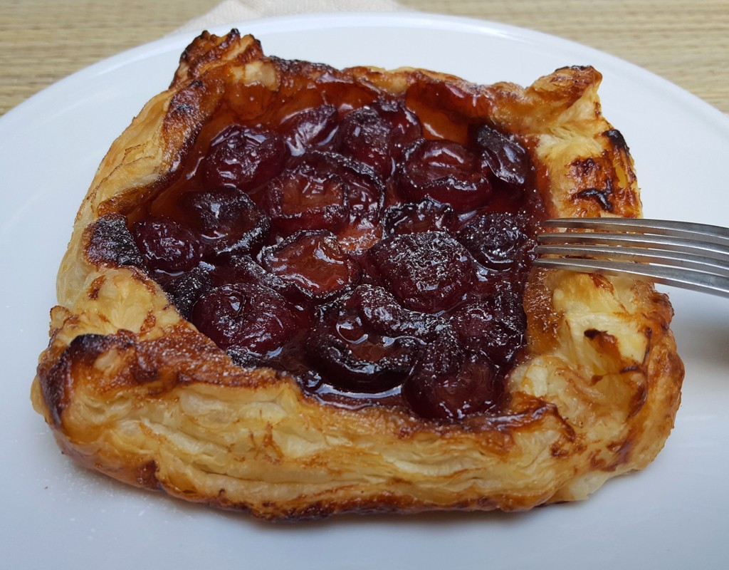 Cherry puff pastry tart