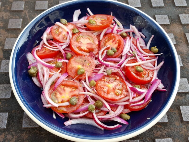 Tomato, onion and caper salad