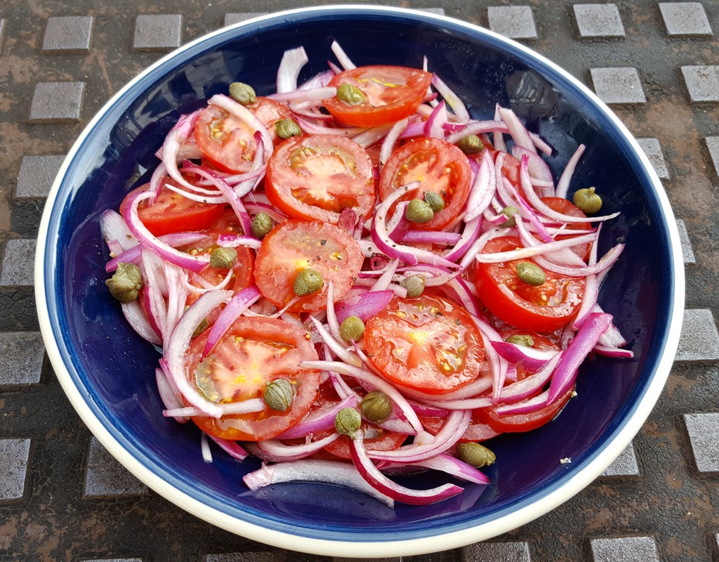 Tomato, onion and caper salad