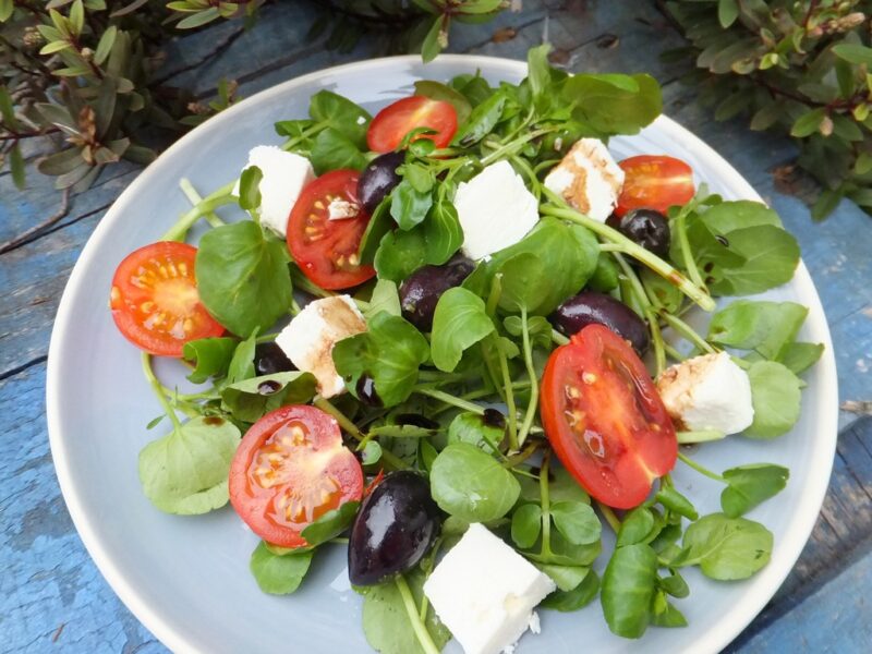 Watercress, tomato and feta salad