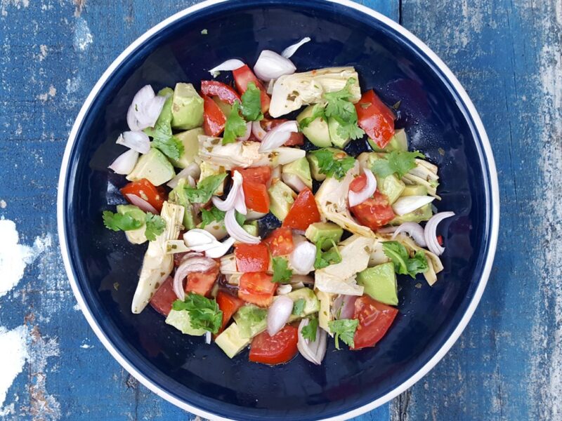 Avocado, artichoke and tomato salad