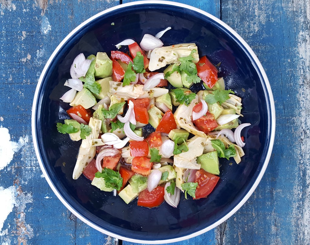 Avocado, artichoke and tomato salad