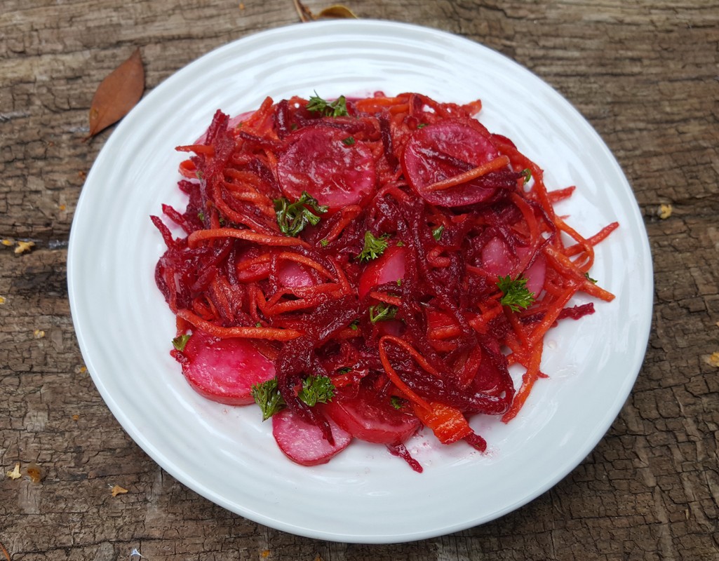 Beet, carrot and radish salad