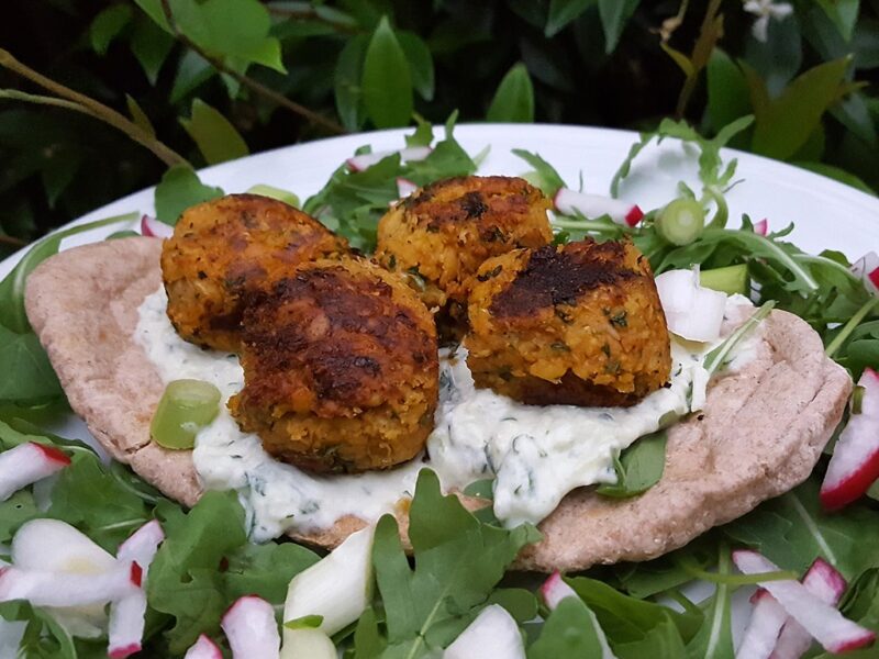 Spiced courgette falafels