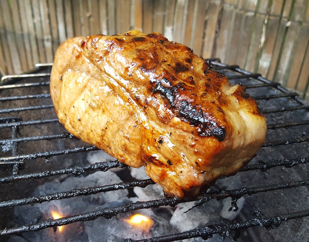 Honey-glazed grilled pork loin