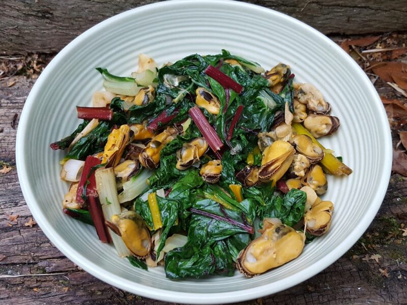 Mussel & Rainbow Chard Stir Fry