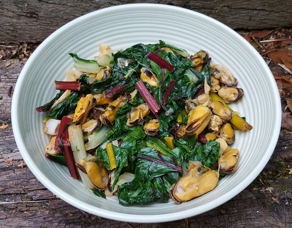 Mussel & Rainbow Chard Stir Fry