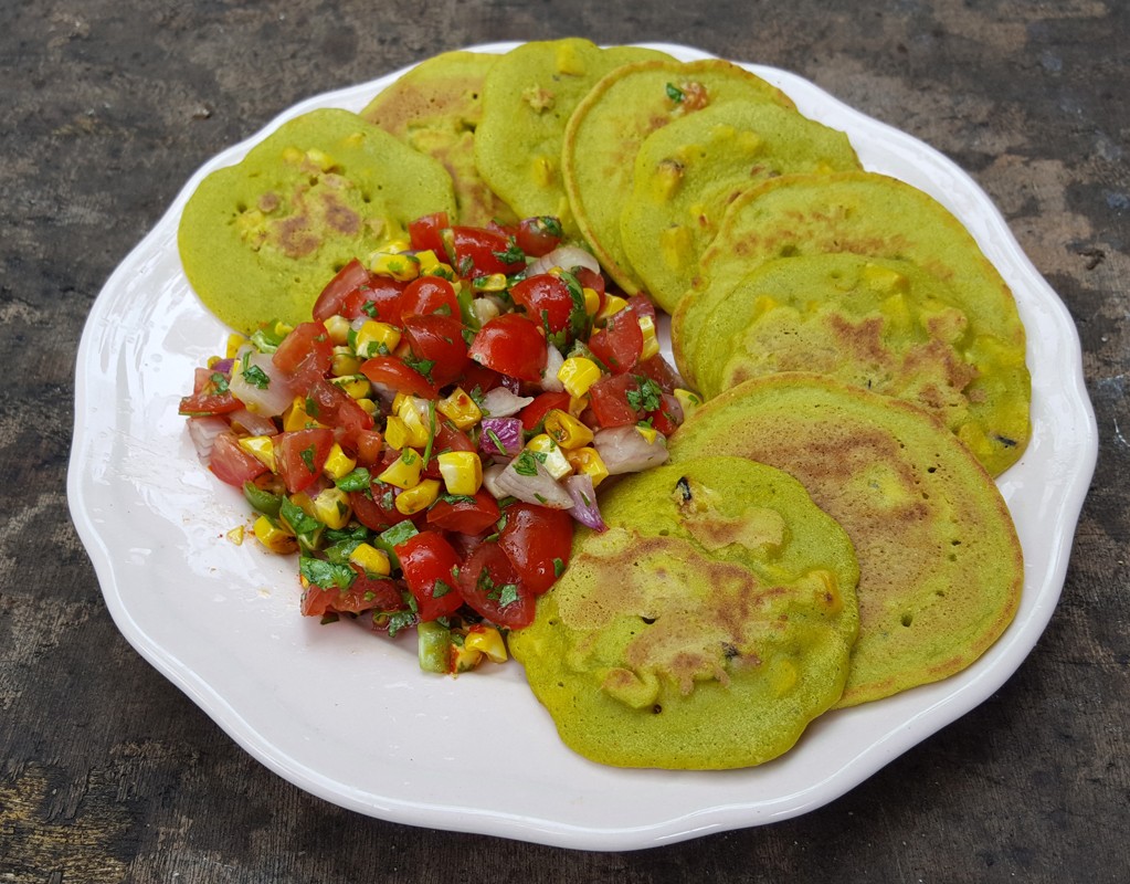 Charred corn fritters