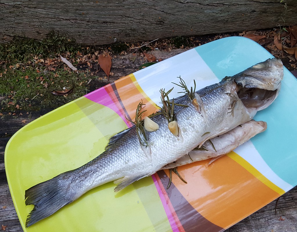 Baked Sea Bass with Rosemary & Garlic