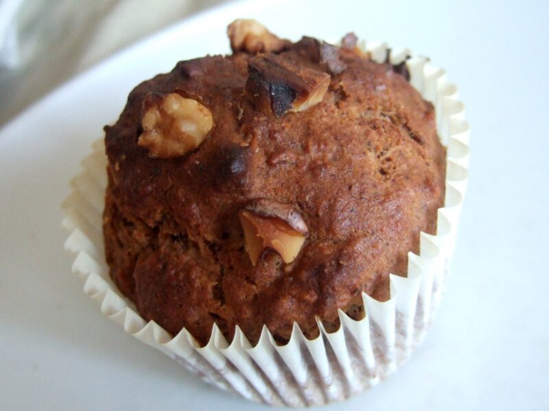 Healthy banana and walnut muffin