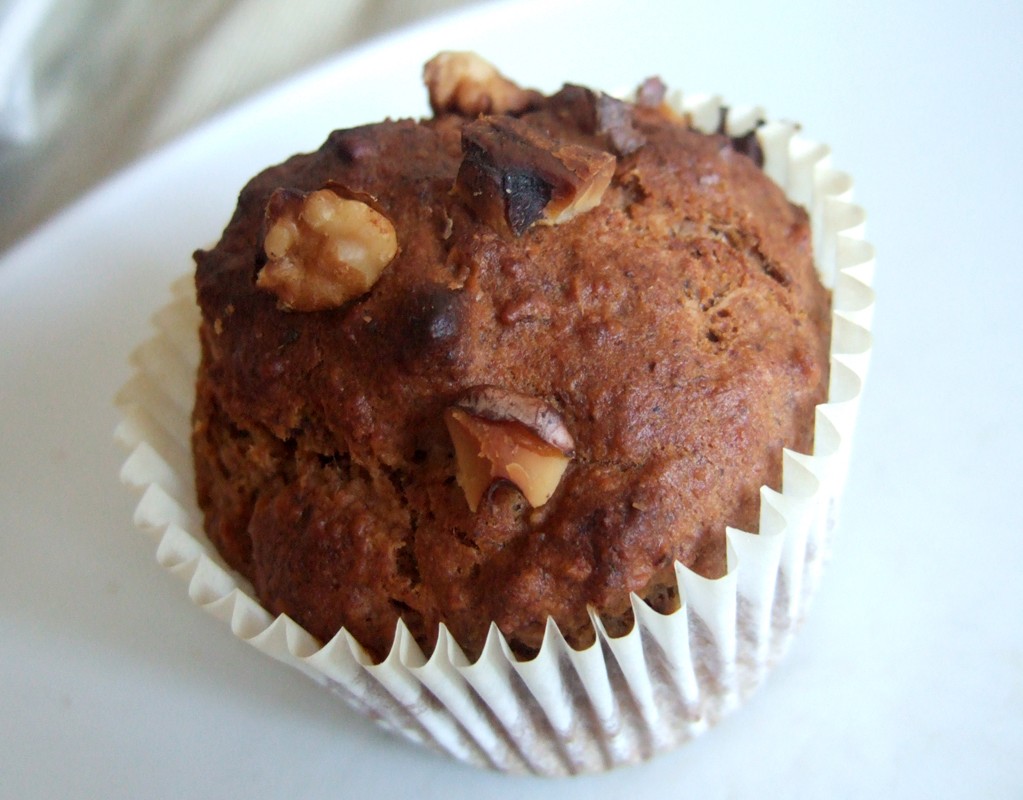 Healthy banana and walnut muffin