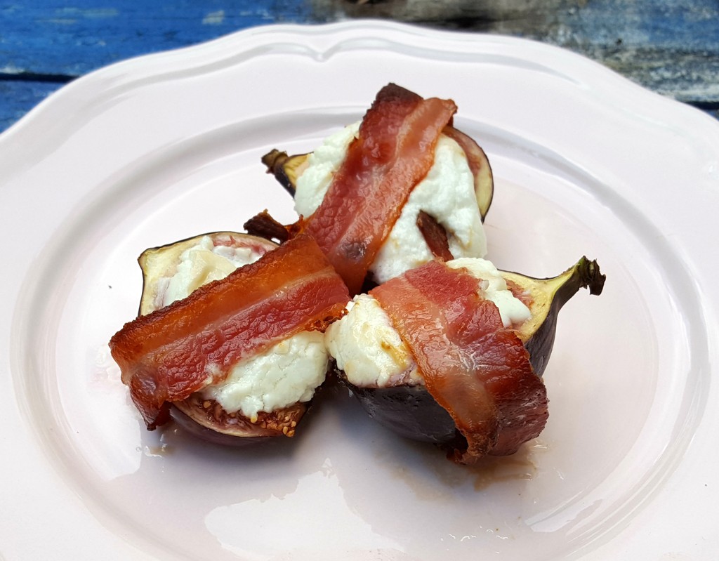 Bacon-wrapped goat's cheese stuffed figs