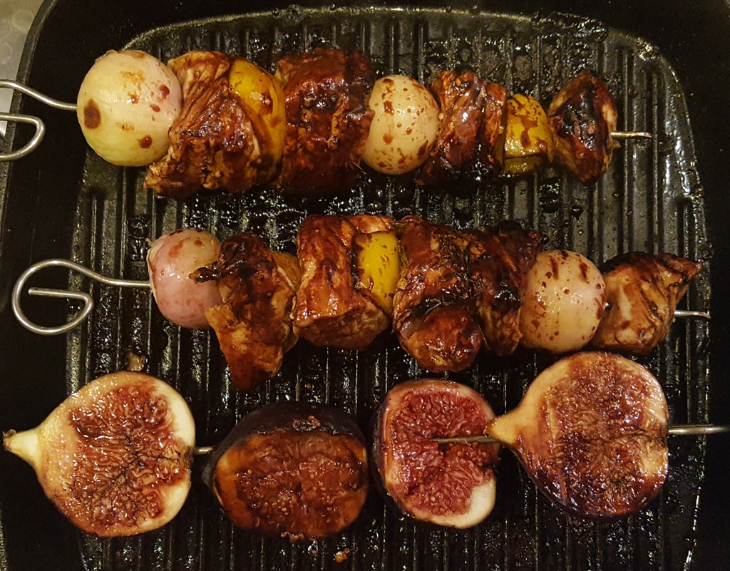 Chicken and fig skewers