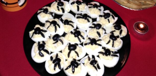 Spooky spider deviled eggs