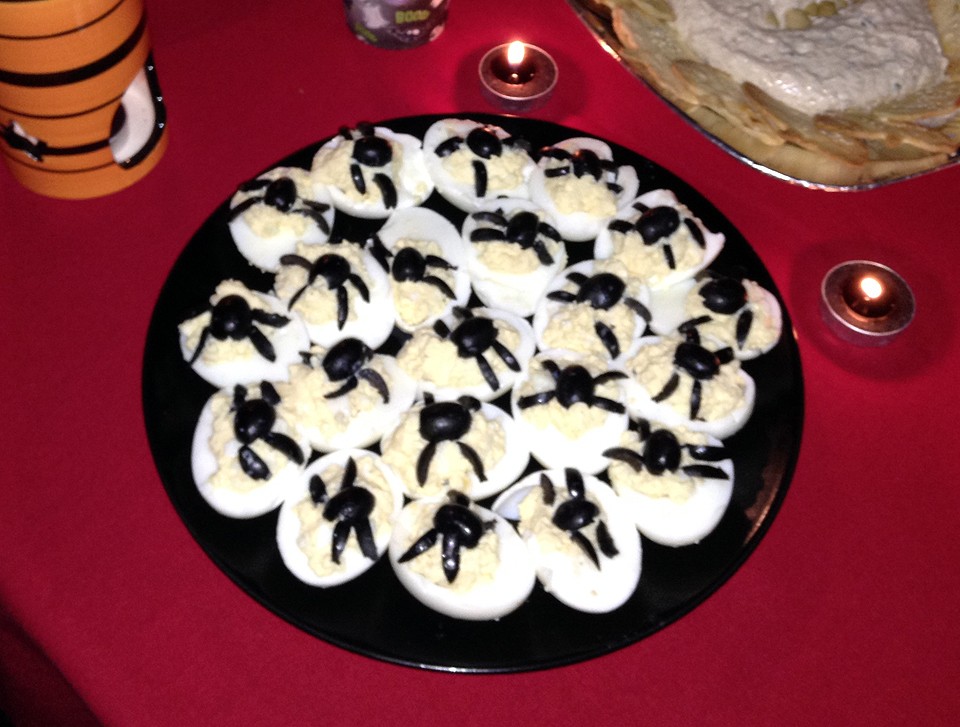 Spooky spider deviled eggs