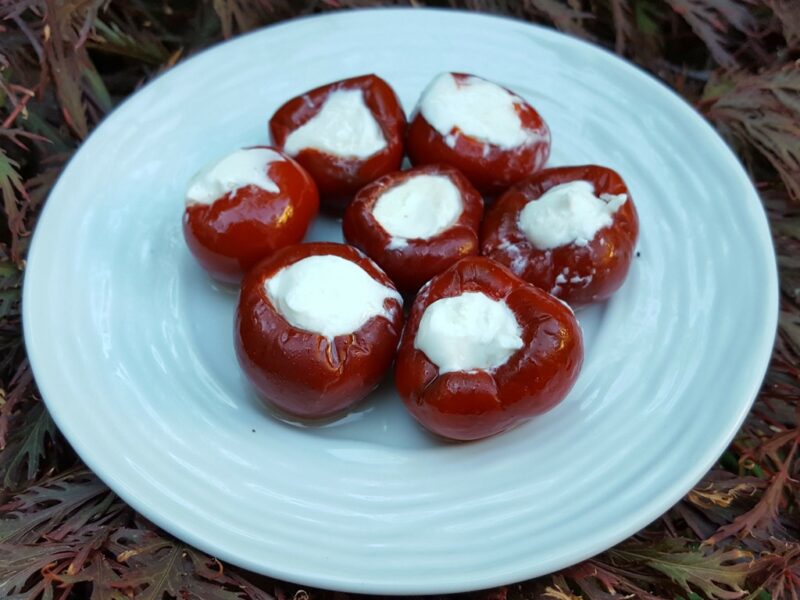 Goat's cheese stuffed cherry peppers