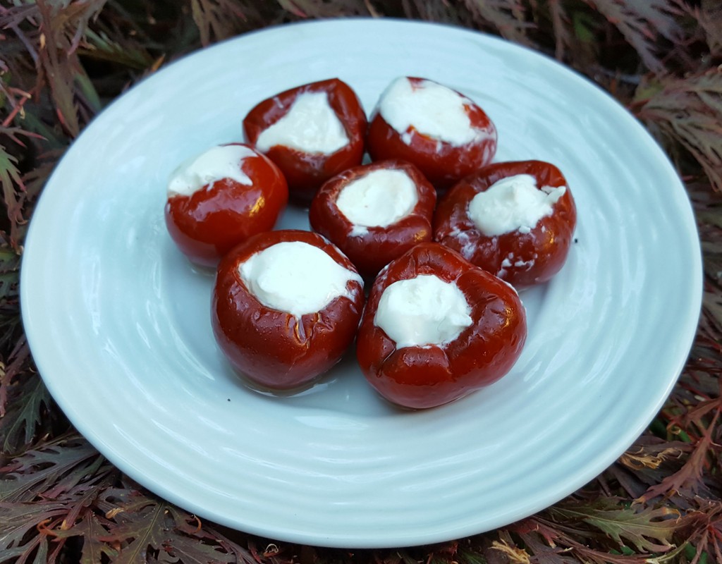 Goat's cheese stuffed cherry peppers