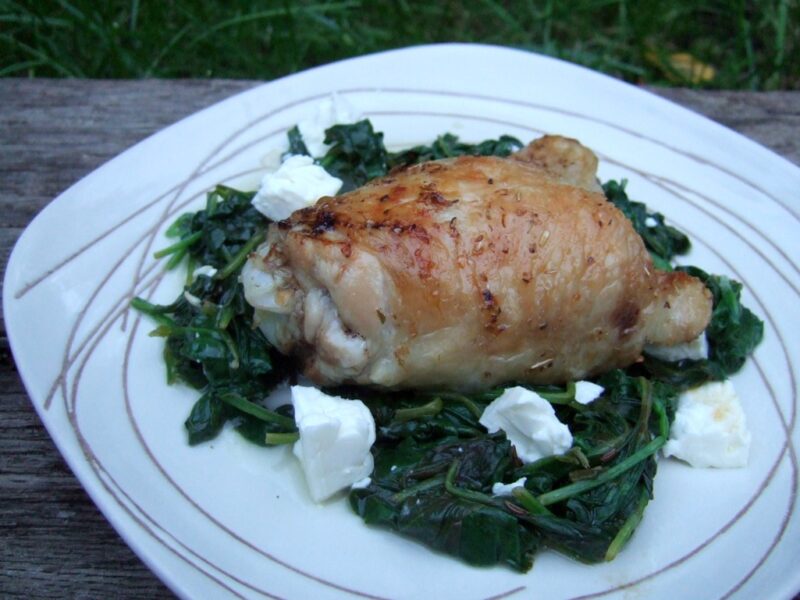 Baked chicken with spinach and feta