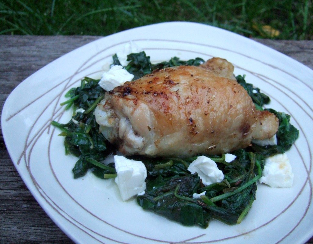 Baked chicken with spinach and feta