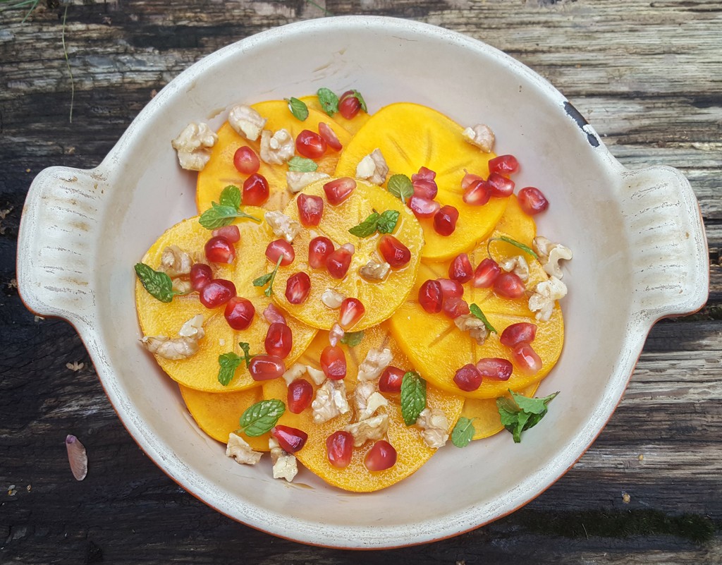 Maple baked persimmons with pomegranate