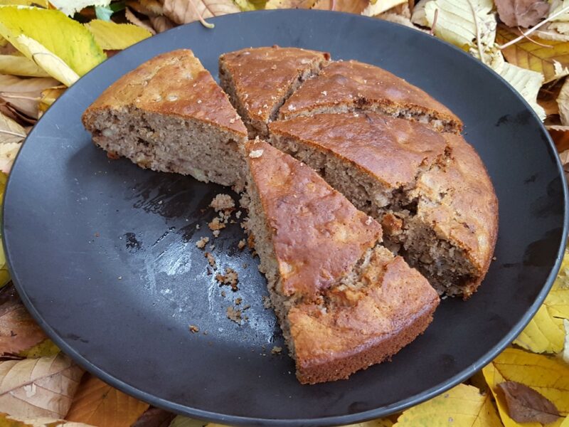 Gluten-free banana and walnut cake