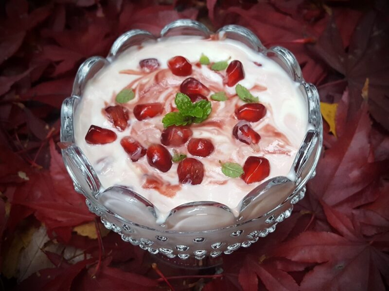 Yogurt and pomegranate dessert