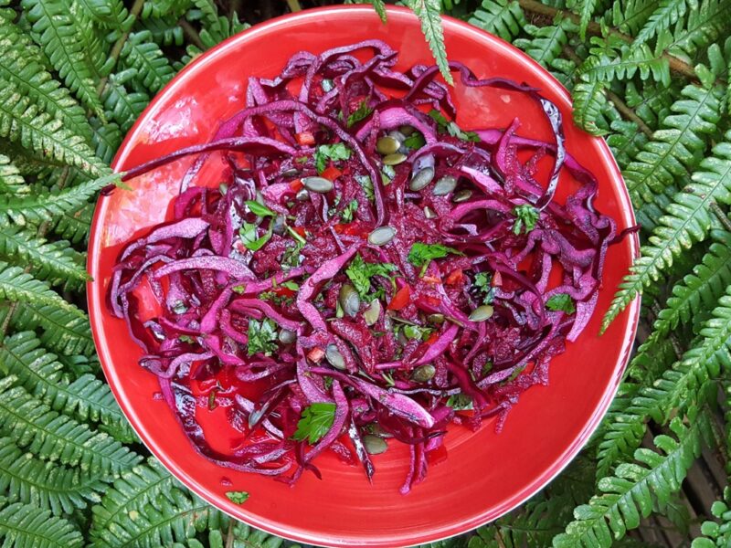 Red cabbage and beetroot salad