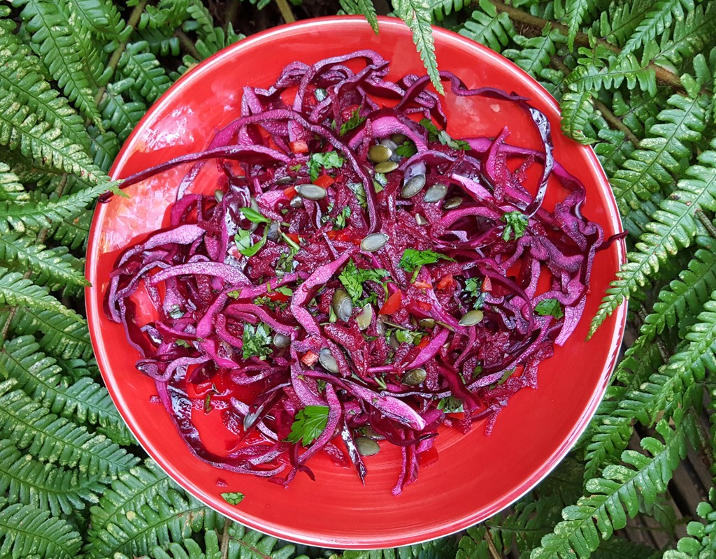 Red cabbage and beetroot salad