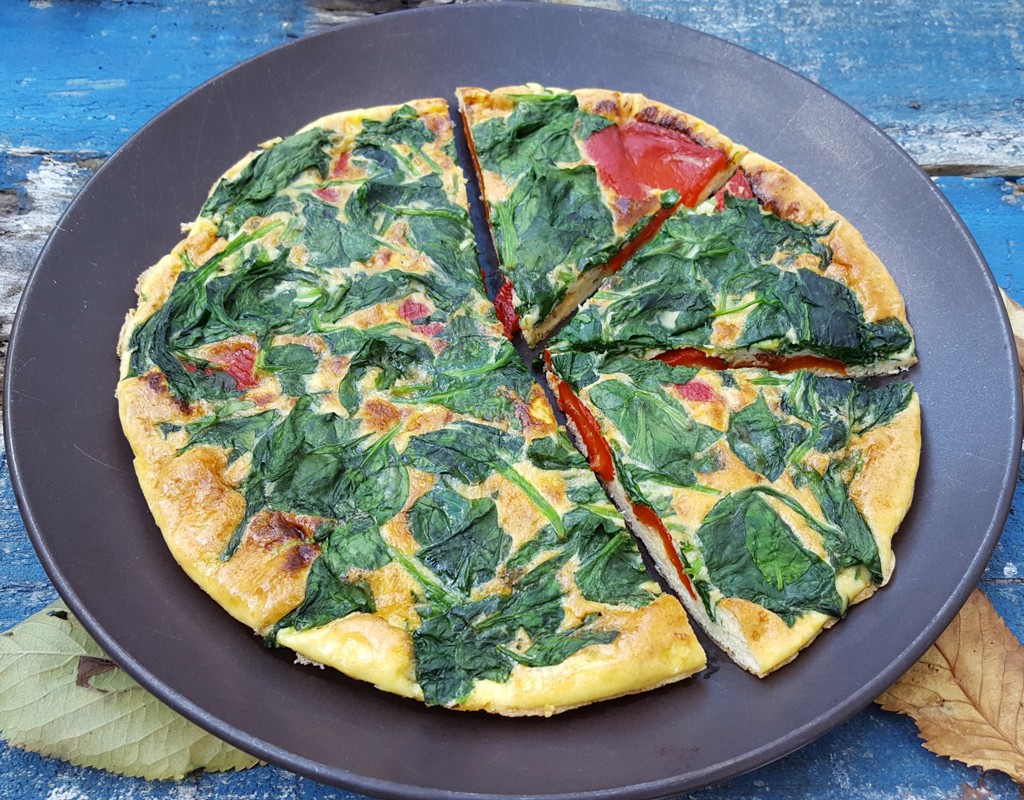 Spinach and roasted pepper frittata