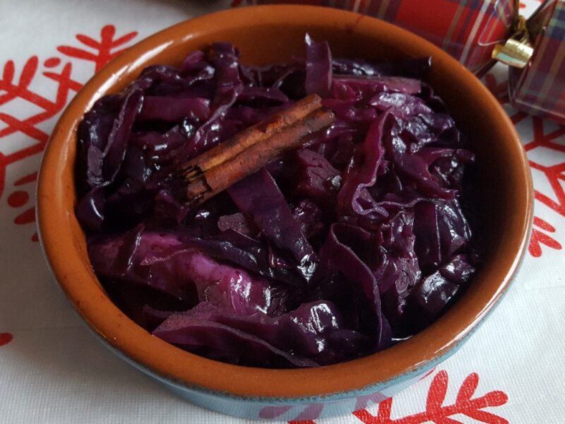 Cider-braised red cabbage