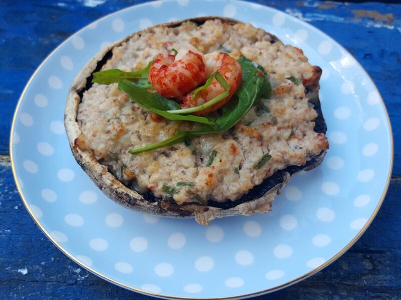 Crayfish stuffed mushroom