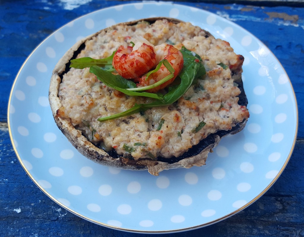 Crayfish stuffed mushroom