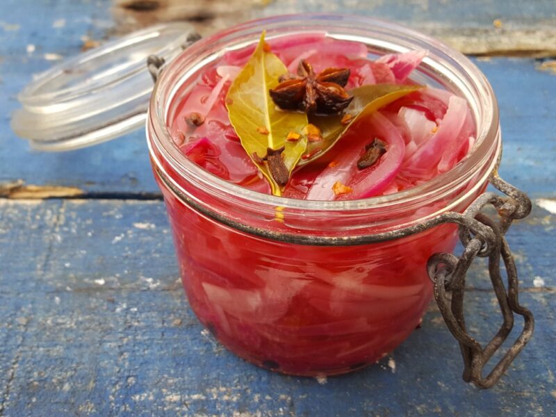 Festive pickled red onion