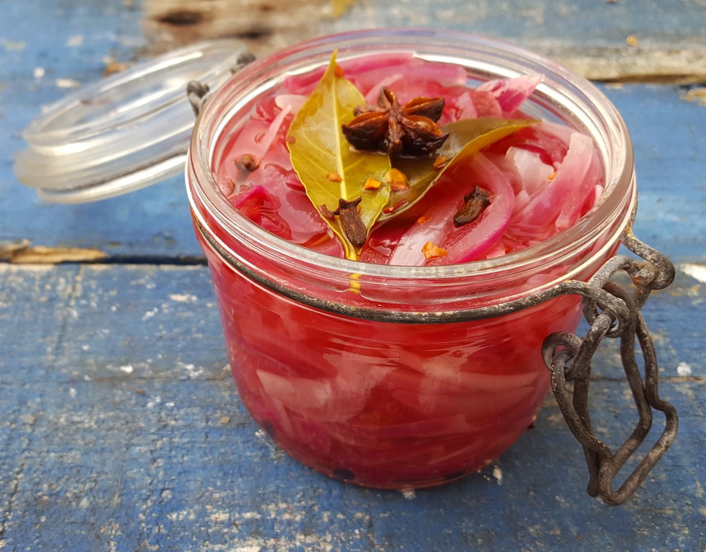 Festive pickled red onion