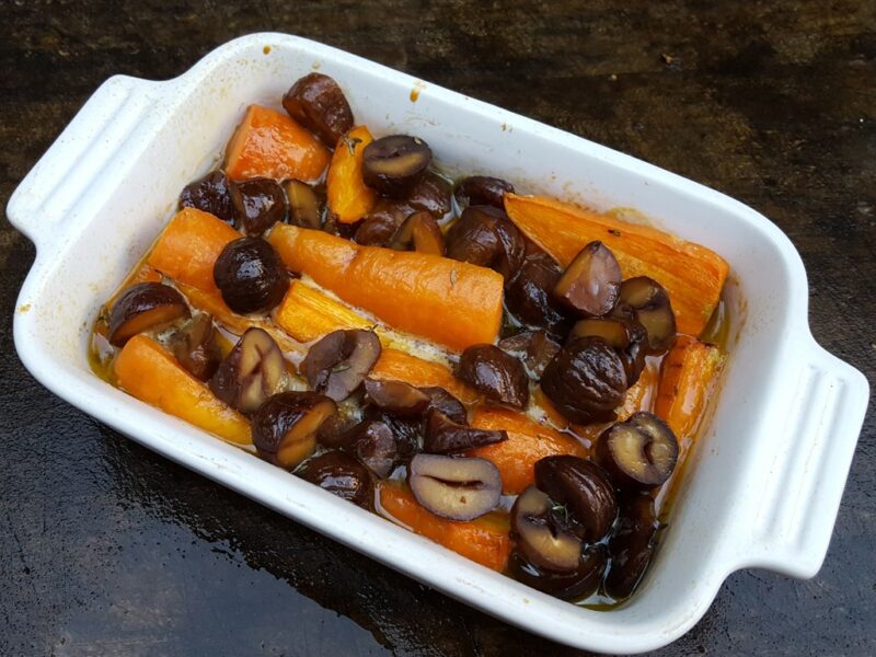 Roasted carrots with chestnuts