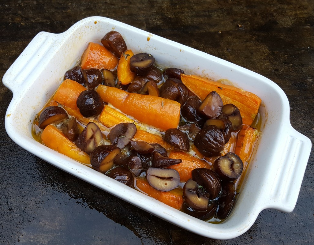 Roasted carrots with chestnuts