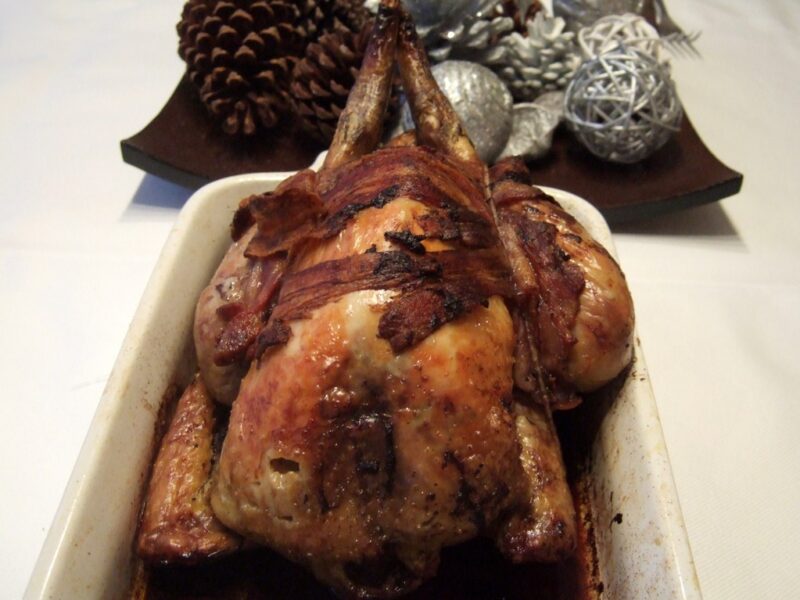 Roasted Guinea fowl with pomegranate