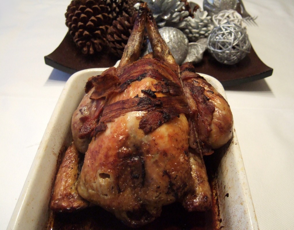 Roasted Guinea fowl with pomegranate