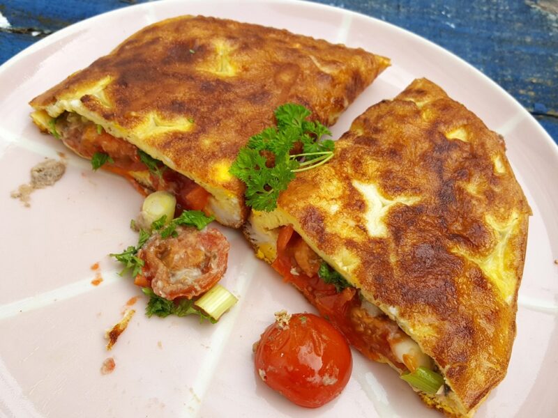 Tomato and anchovy omelette