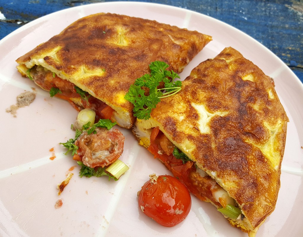 Tomato and anchovy omelette