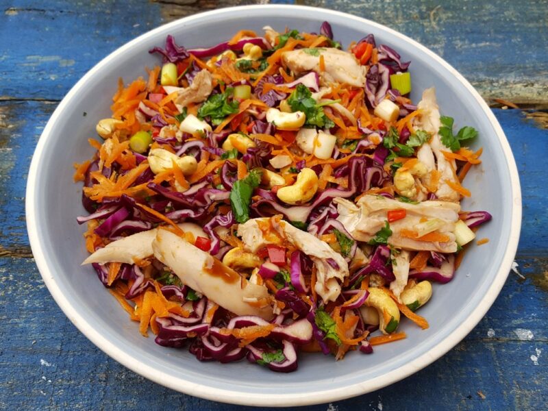 Chinese style chicken and red cabbage salad